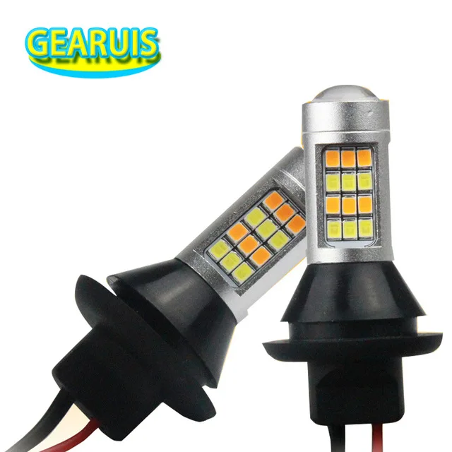 

2pcs Car Switchback LED 1156 BAU15S T20 7440 BA15S 42 SMD 2835 lens White yellow amber Turn Signal Lights DRL Running Bulbs 12V