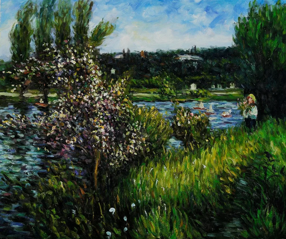 High quality Oil painting Canvas Reproductions The Seine at Chatou By Pierre Auguste Renoir hand painted