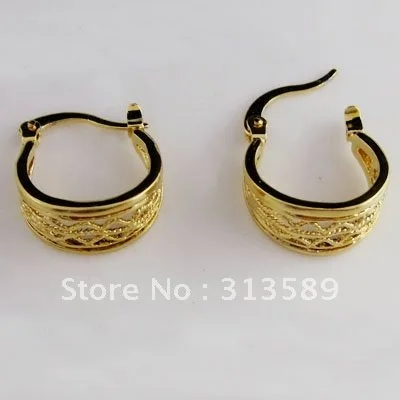 CUTE YELLOW GOLD PLATED OVERLAY FILLED BRASS HOOP 0.55