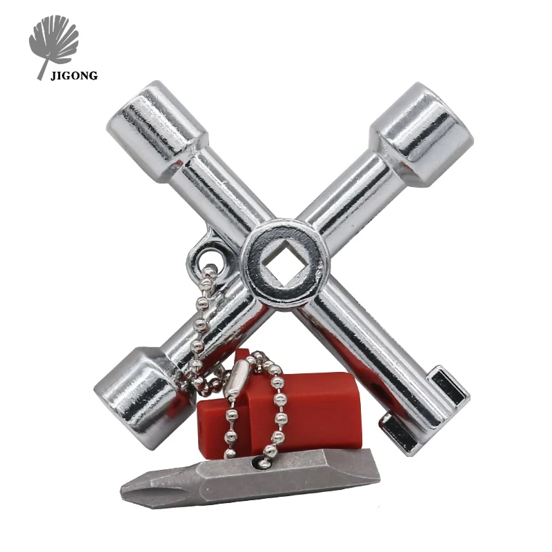 5 In 1 Cross Switch Key Wrench With Accessories Universal Square Triangle Train Electrical Cupboard Box Elevator Cabinet Alloy