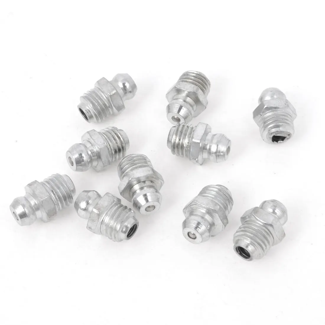 X Autohaux 10 Pcs M8 x 1.0 Silver Tone Male Thread Straight Grease Nipples Fittings