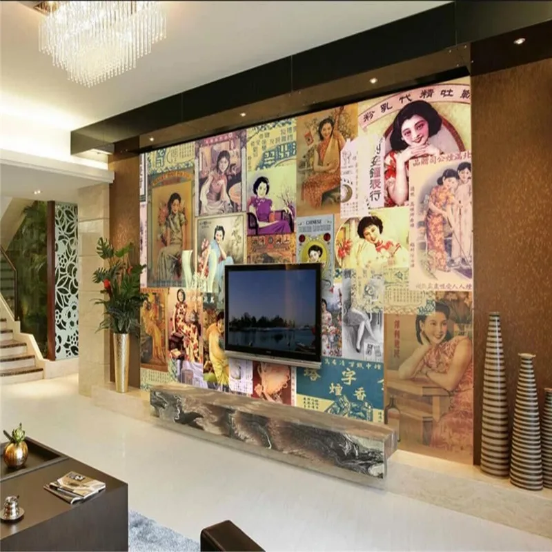 Old Shanghai art professional production wallpaper mural.