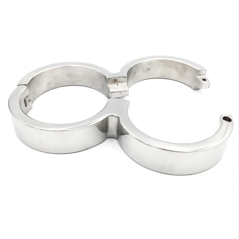 Latest Male Female Stainless Steel 8 Form Fixed Oval Shaped Wrist Restraint Handcuffs Manacle Adult BDSM Bondage Sex Toy 28