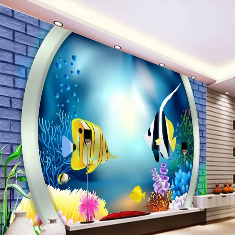 

Three-dimensional 3D underwater world TV background wall decorative painting specializing in the production of wallpaper murals