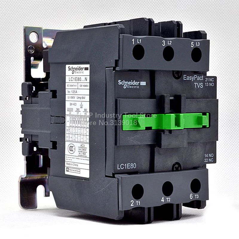 100% New Original Schneider LC1-E EasyPact TVS Series LC1E80M5N 37KW-380V 80A Contactor AC220V 50HZ Updated To LC1N80M5N