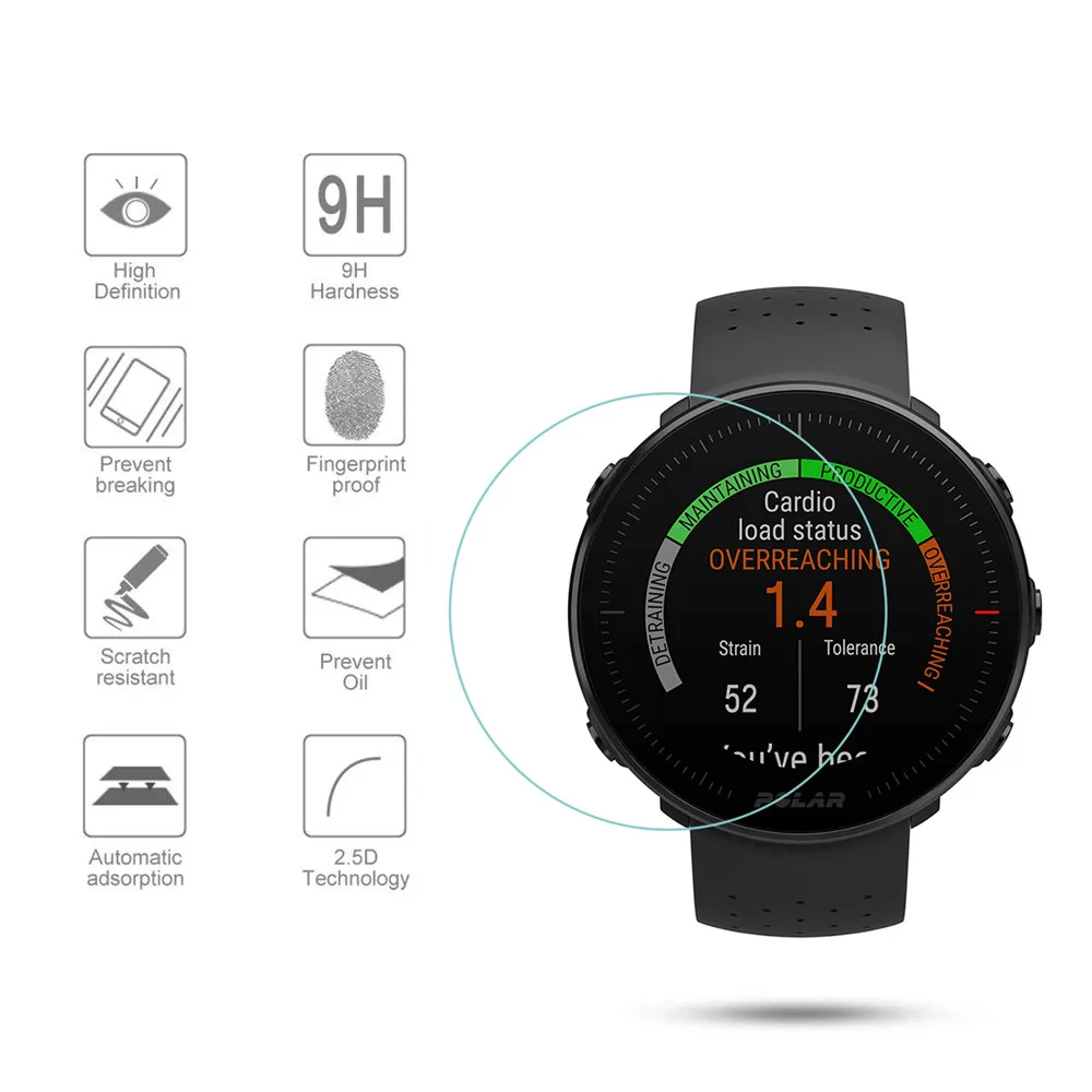 화면 보호기 POLAR Vantage M Smartwatch 9H 2.5D 투명 안티 스크래치 방폭 보호 유리 필름, 강화 유리