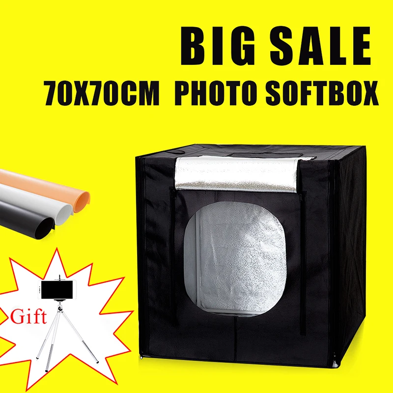 

70*70*70CM Portable Led Light Photo Softbox Studio For Photography Light Room Photo Studio Photo Soft Box Kit With Free Gift