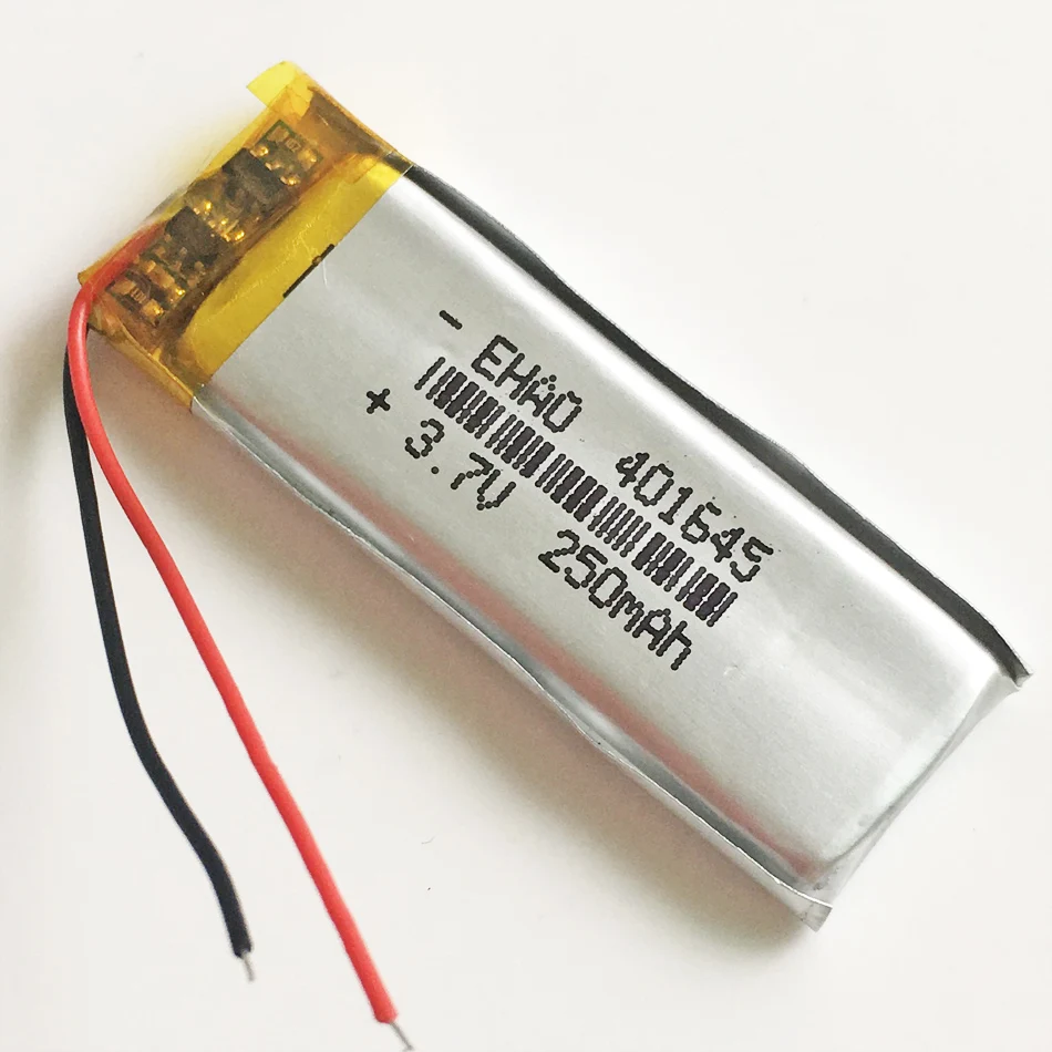 Литий-полимерная аккумуляторная батарея LiPo 3,7 В 250 мАч 401645   Ли-элементы для GPS-навигатора Mp3 Bluetooth со светодиодной подсветкой, гарнитуры Recorde