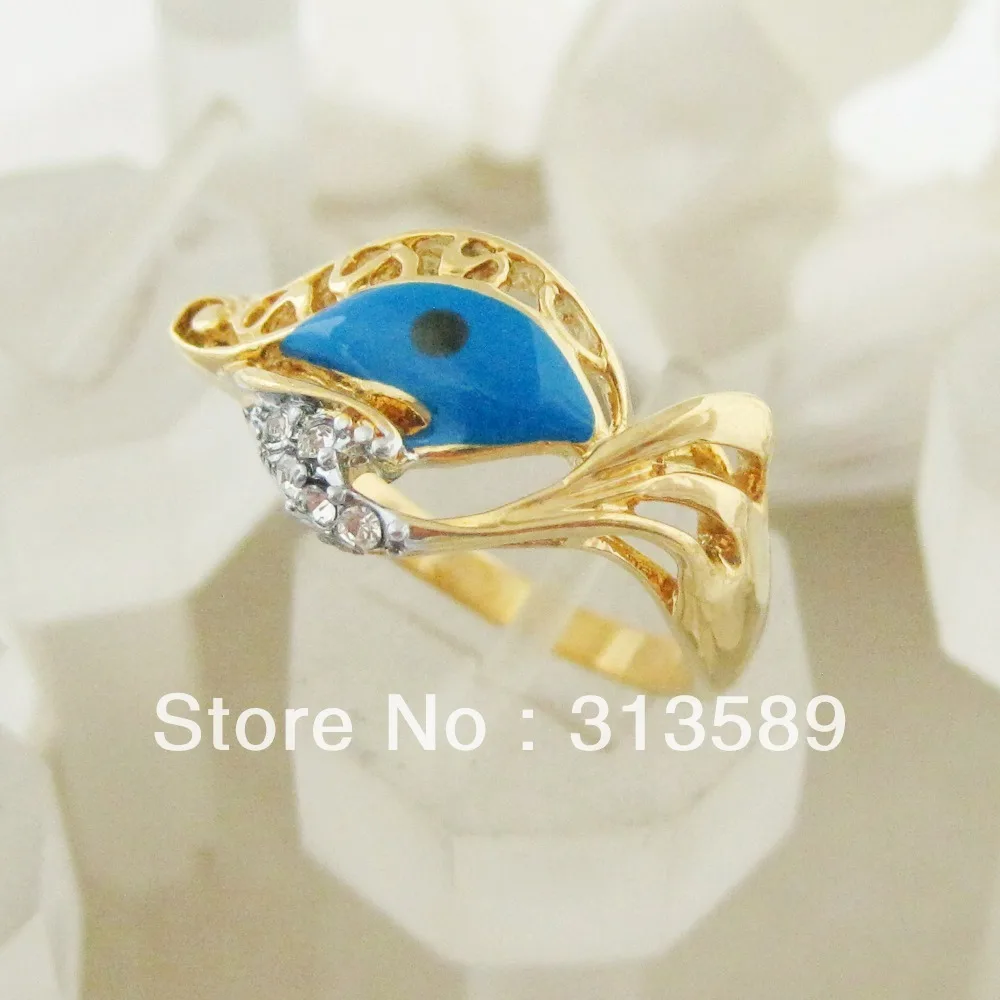 YELLOW GOLD PLATED ENAMEL Santa Lucia EYE/ EVIL EYE RING SIZE 6 7 8 9/GREAT GIFT/