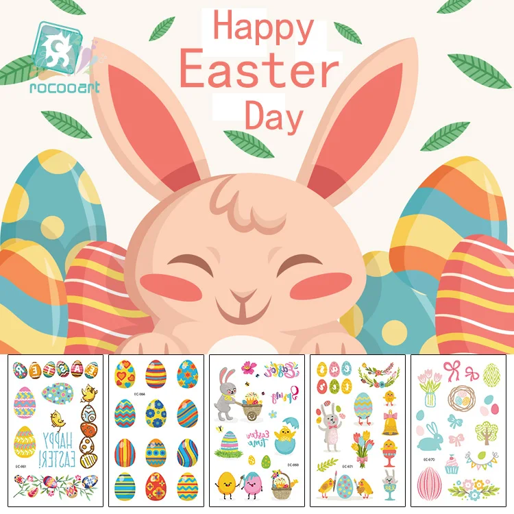 

Easter Party Favors Assorted Easter Theme Temporary Tattoos Bunny Dinosaur Easter Egg Design Temporary Tattoos For Children