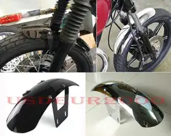 Metal Steel Short Bobbed Front Fender mudguard for Yamaha SR400 SR500 XS650 40cm Black / Chrome