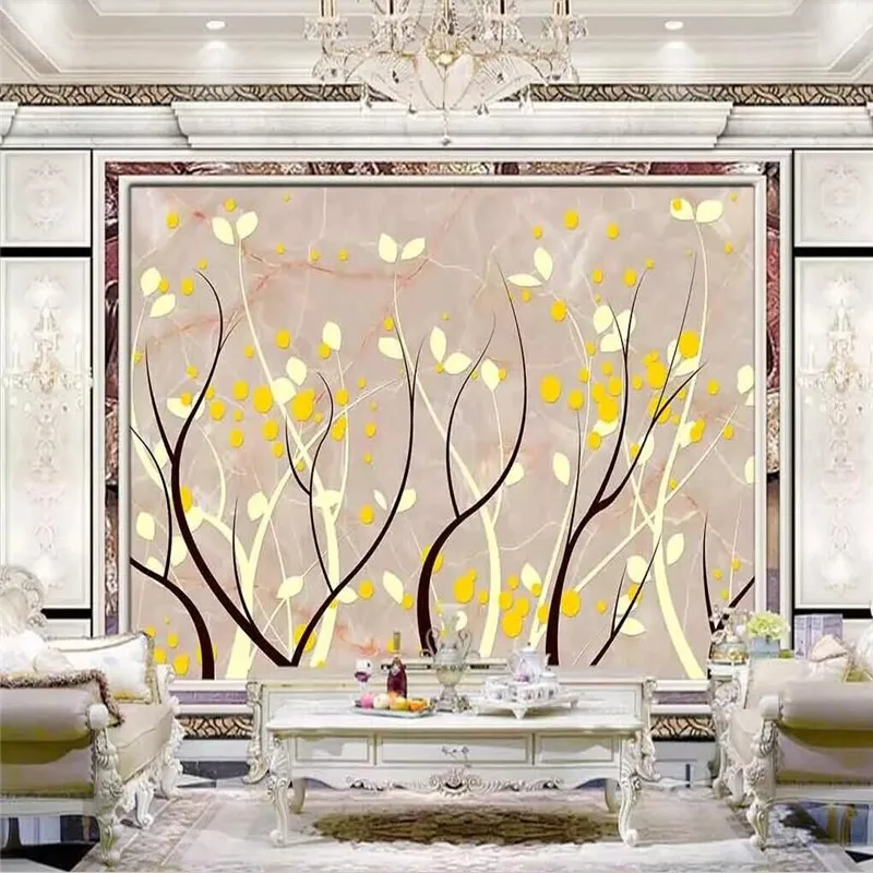 

Hand-painted abstract tree marble professional production of high-end murals manufacturers wholesale wallpaper mural photo wall