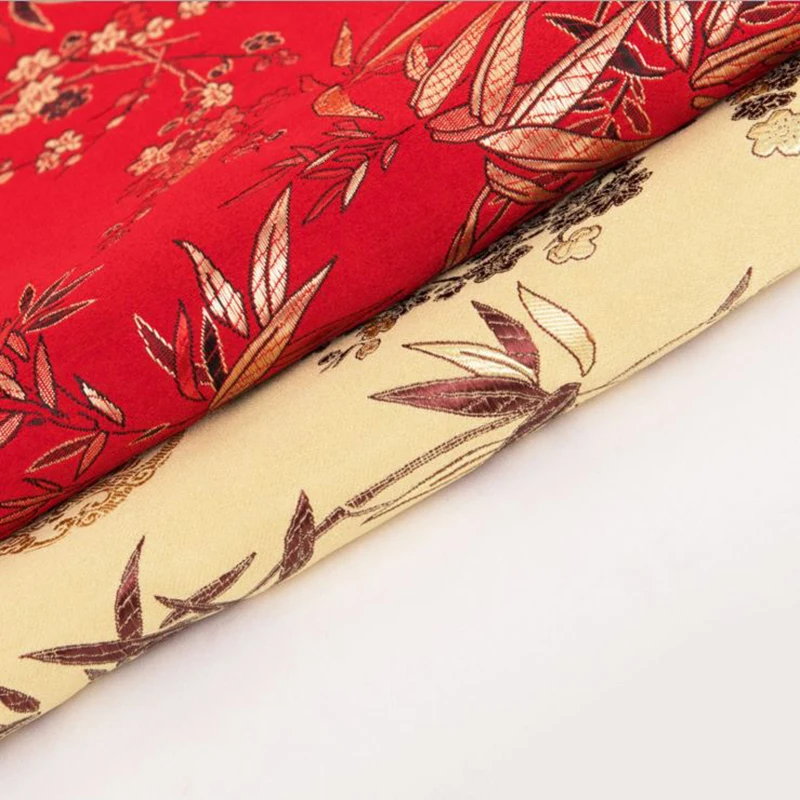 new arrival brocade polyester bamboo leaf fabric for patchwork felt tissue telas bed sheet cos play children cloths 100x75cm