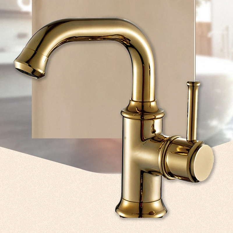 

Vessel Sink Faucet, Low Arc, One Handle Lever, Solid Brass, Polished Gold, Hot / Cold Water Mixer, 2011G0