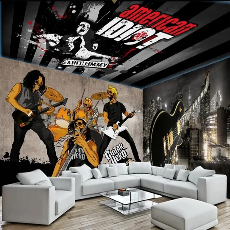 Custom Mural Wallpaper Ghost Dark Style Rock Music Theme Background Wall Painting