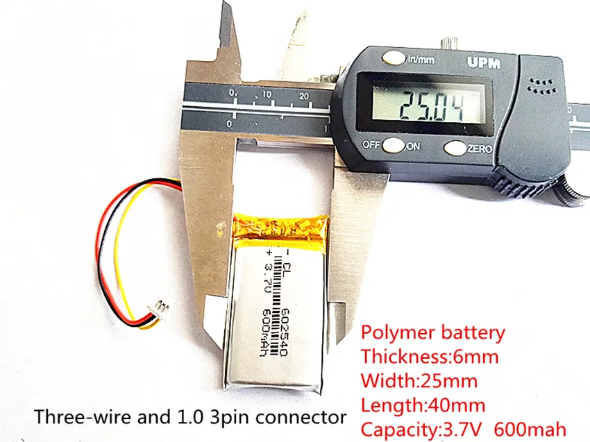 602540 3.7V 600mAh li-Polymer Li-Ion แบตเตอรี่สำหรับ 358 388 แบบพกพา set-top box DVR MP3 ของเล่น