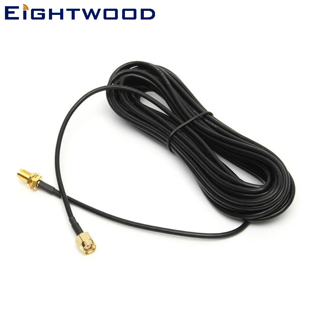 Eightwood RF Coaxial Cable RP-SMA Jack Male to Jake Female RG174 Coaxial Cable WiFi Antenna Adapter Cable 5m for USB WiFi Aerial