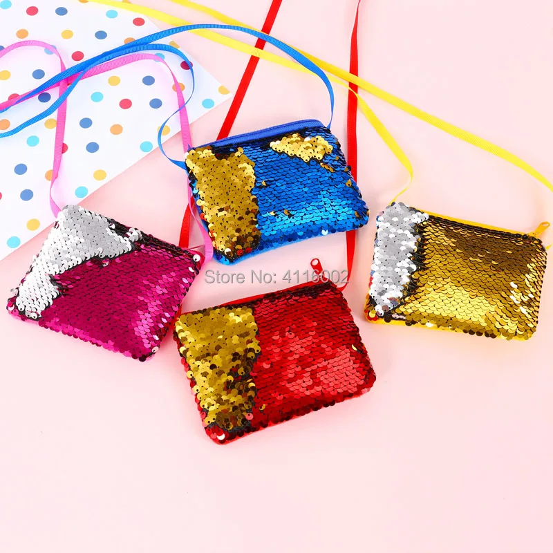 Women Square Sequins Coin Purse Pocket Sling Money Change Purse Hanging Card Holder Wallet Bags Pouch For Kids Gifts