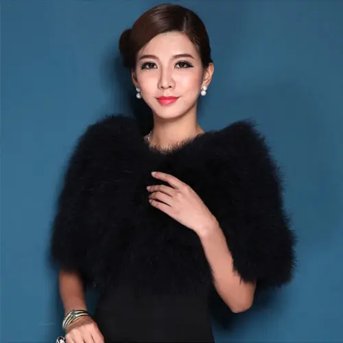 Fashion natural ostrich feather fur bridal wraps wedding accessory turkey fur women scarf shawl S62