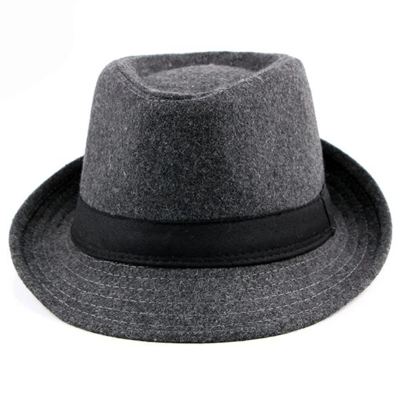 HT1519 Spring Autumn Men Women Fedoras Solid Wool Felt Bowler Derby Hat with Black Band British Style Jazz Trilby Hat Fedora Hat