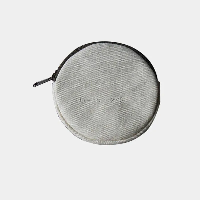 200pcs 10cm Pure White Cotton Canvas Zero Wallet DIY Women Girl Blank Plain Zipper Circle Earphone Coin Bag Money Purse