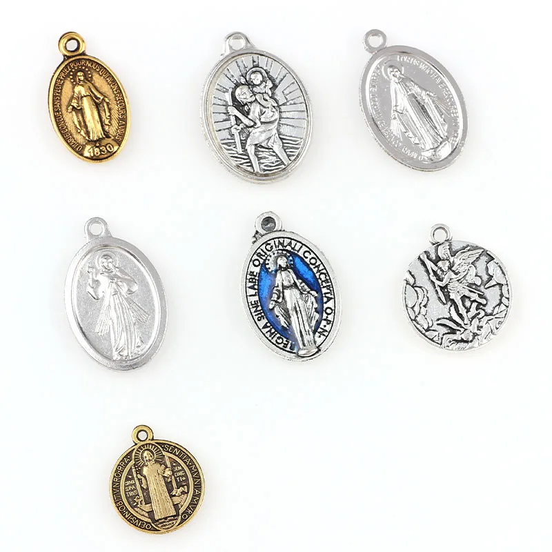 Religious  Oval Metal Portrait Charms One hole Necklace Link Charm Pendants Center Accessories DIY Jewelry accessories