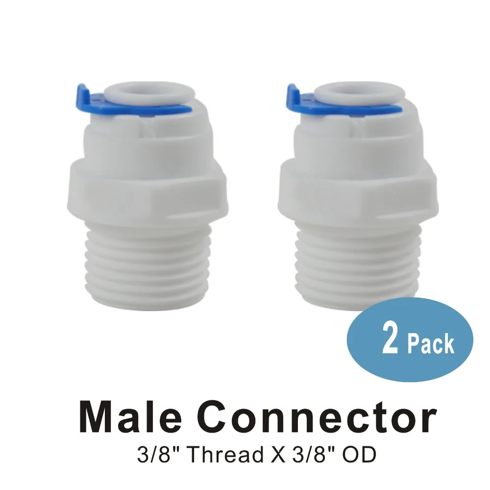 Штепсельный разъем 3/8 "Thread x 3/8", быстроразъемные детали для систем RO и фильтров для воды-2 упаковки