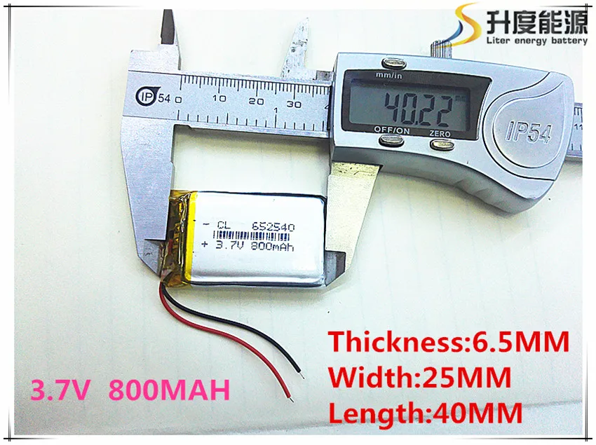 3.7V lithium polymer battery 6.5*2540 652540 800mAh MP3 MP4 GPS  6.5*25*40mm lithium battery small stereo  GPS