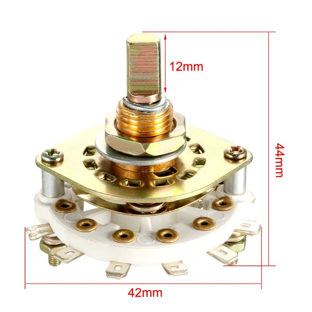 UXCELL 8/10/12Pin 1/2 Pole Switch 4/5/7/11 Position Select Table Single Deck Band Selector Rotary Switch for Radio TV Industrial - Image 4