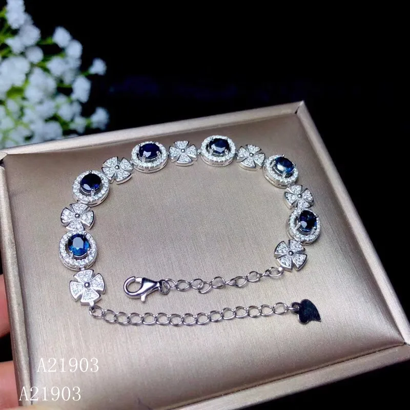 

KJJEAXCMY boutique jewelry 925 sterling silver inlaid natural sapphire female bracelet support detection