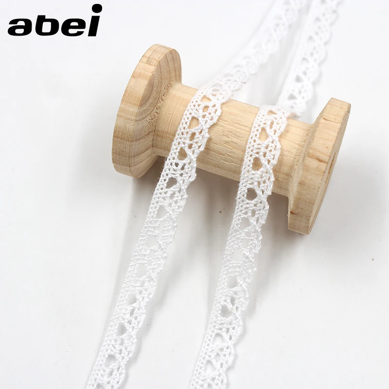 10yards/lot 1cm DIY Cotton Material Embroidered White Lace Trims Handmade Patchwork Hometexile Tablecover Embellishment Ribbon