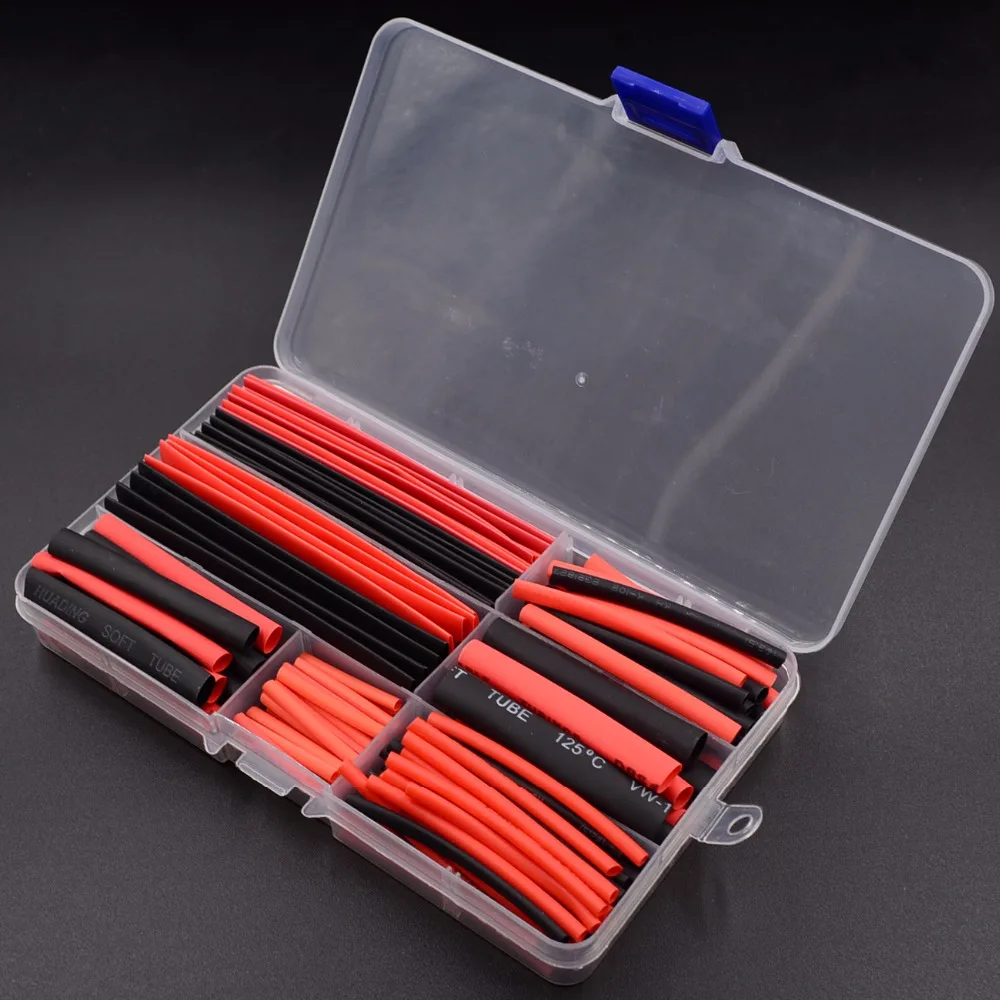 150 PCS Black And Red 2:1 Assortment Heat Shrink Tubing Tube Car Cable Sleeving Wrap Wire Kit