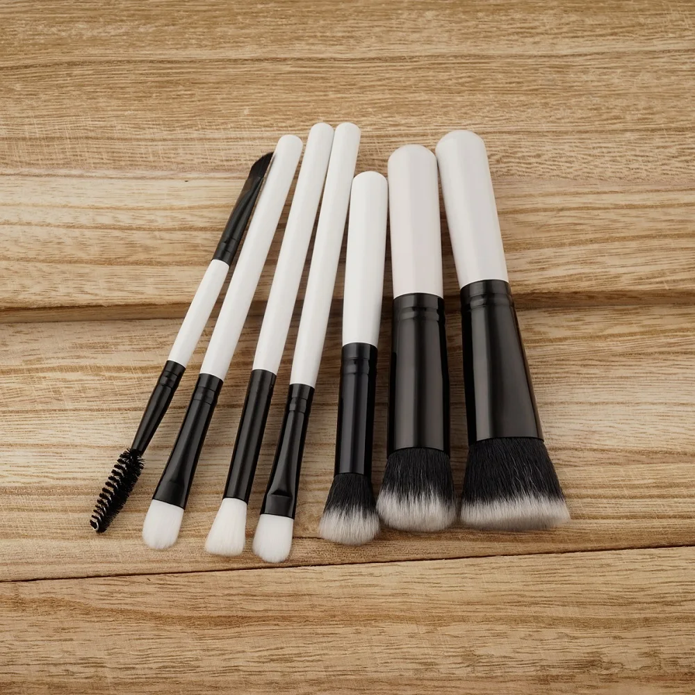 New 7pcs/set Makeup Brush Professional Cosmetics Brush Set Wood White Handle Powder Foundation Eyeshadow Lip Make up Brush Tools