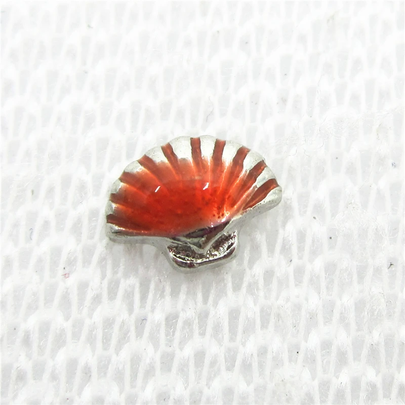 Hot Selling 20pcs/lot Orange Shell Floating Charms Living Glass Memory Lockets Floating Charms DIY Jewelry Accessory