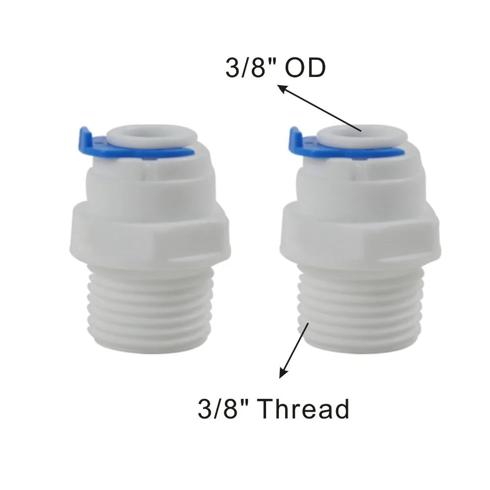 Штепсельный разъем 3/8 "Thread x 3/8", быстроразъемные детали для систем RO и фильтров для воды-2 упаковки