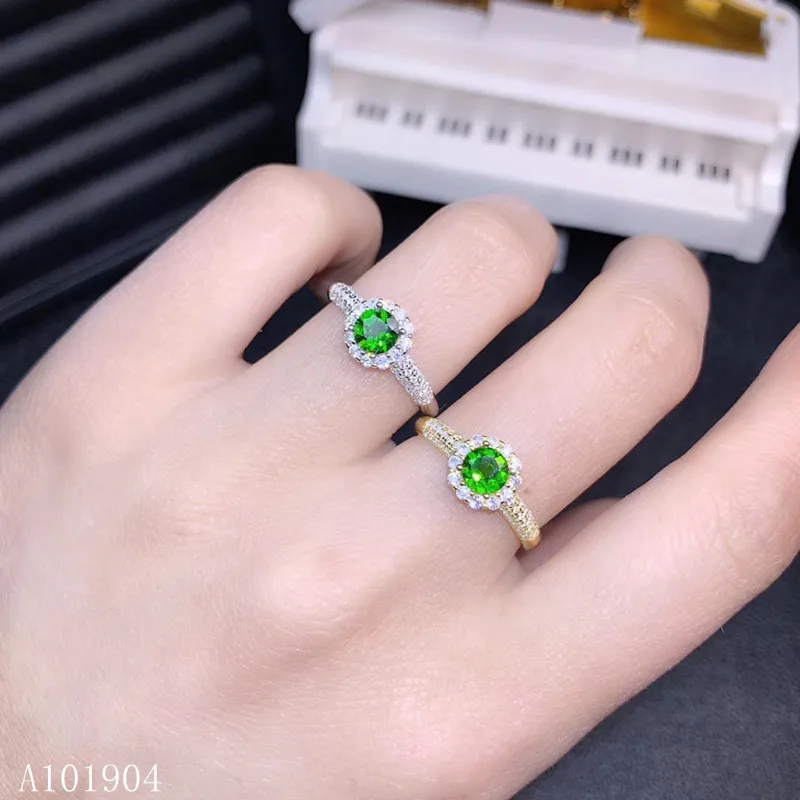 

KJJEAXCMY Boutique Jewelry 925 Sterling Silver Inlaid Natural Diopside Female Ring Got Engaged Marry Party Birthday Gift