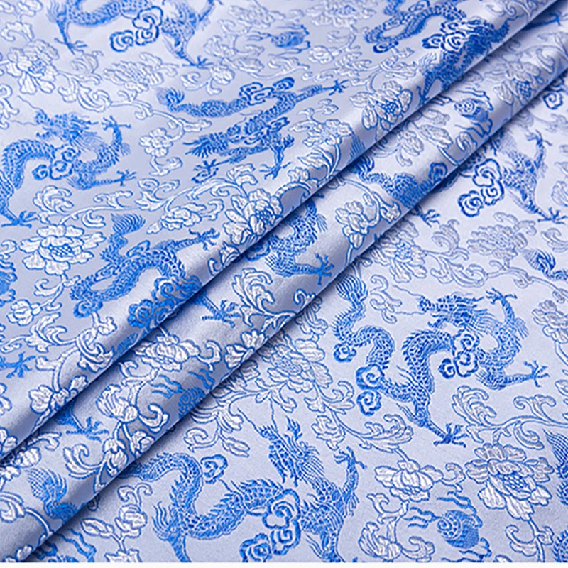 new arrival polyester brocade yarn dyed dragon fabric for felt patchwork dress bed sheet tissue telas bag cos play 100x75cm