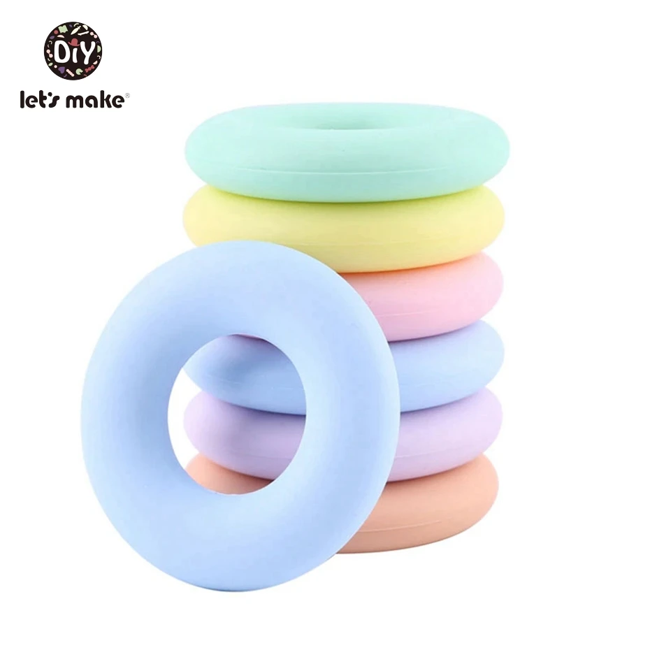 10pc 실리콘 젖니 비즈 40mm 아기 장난감 수유 목걸이 딸랑이 아기 수유 실리콘 링 아기 Teether