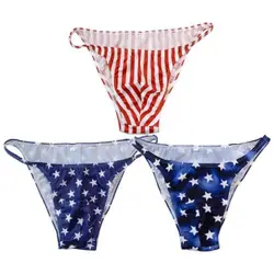 G3774 Mens String Bikini Stripe polyester nylon Spandex Narrow Waist Prints More Options Swim fabric
