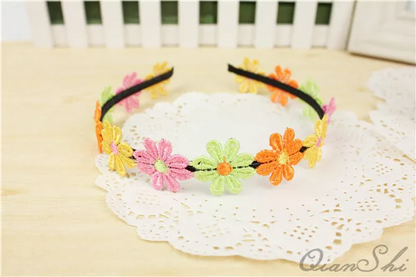 1PCS Sweet Colors Flowers Hairband For Girl Cute Silk Floral Hair Bands Kids Hair Bow Headband Hair Accessories For Women