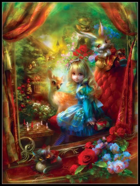 Embroidery Counted Cross Stitch Kits Needlework - Crafts 14 ct DMC Color DIY Arts Handmade Home Decor - Alice in Wonderland