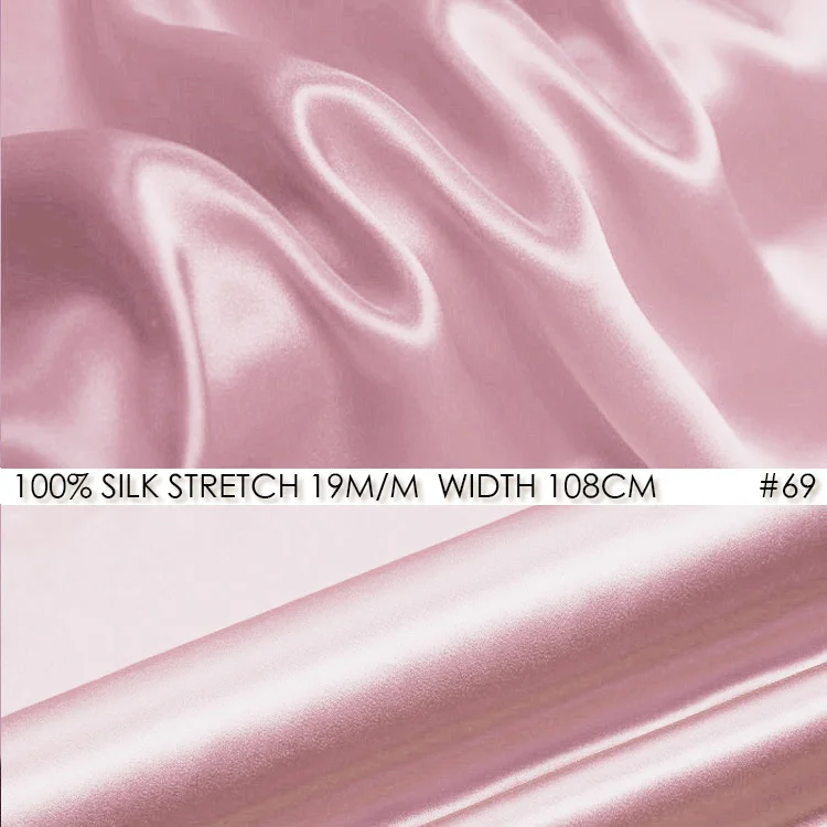 CNUM SP10819-2 Silk Stretch Fabric/ Pure Color, 46-90 Elastic/ Width:1.18yd, Thickness:19m/m /Unit: Meter