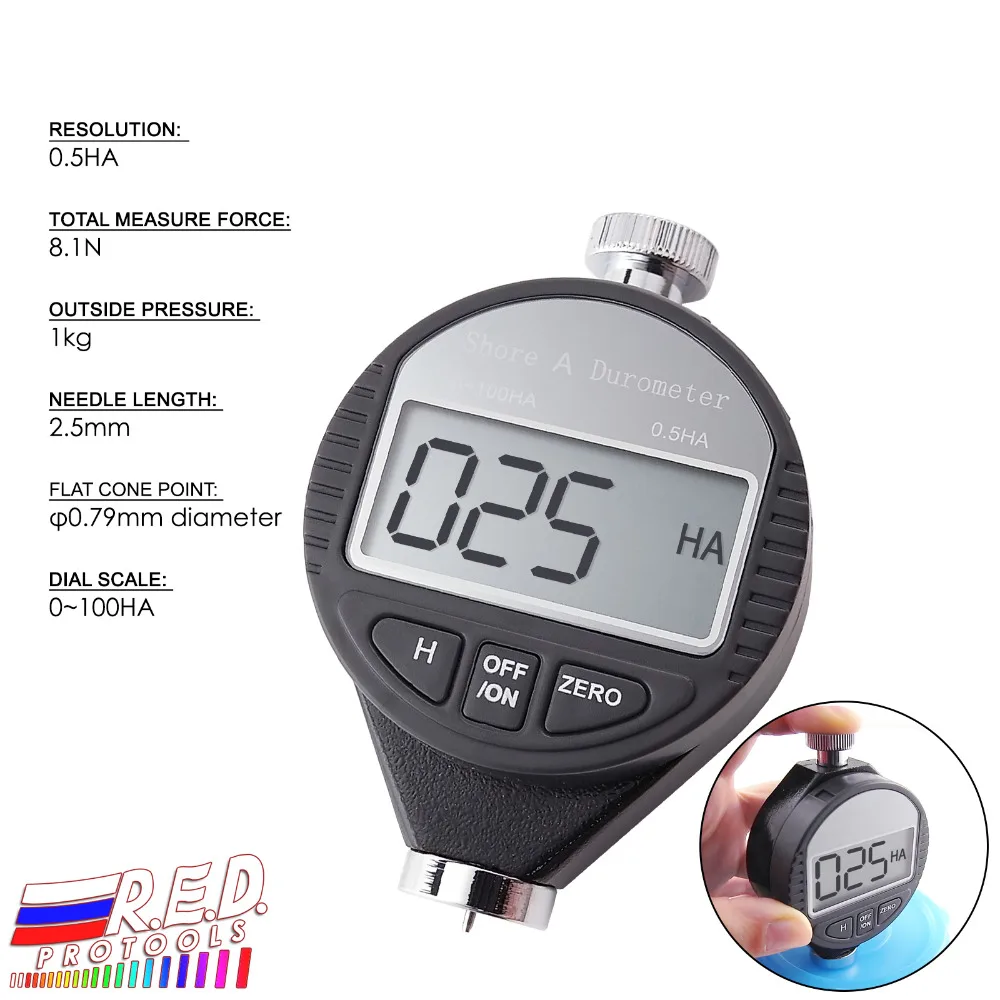 Portatile Palmare Shore A di Digital Display LCD Durezza del Tester del tester Durometro 0 ~ 100HA Quadrante Bilancia Rubber Tire Zero Impostazione