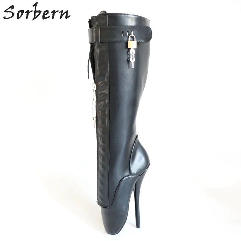 

Sorbern Sexy Ballet Heel Fetish Boots Unisex Shoes 18Cm / 7" Lace-Up Custom Wide Calf Knee Hi Ballet Boots Women Plus Size 12