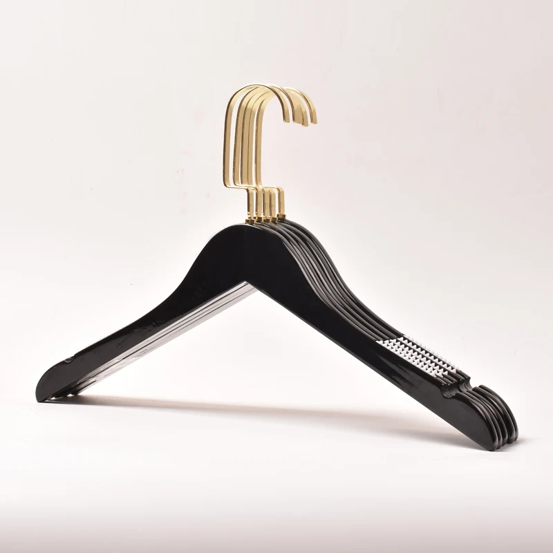 10pcs/lot 24cm-44cm Wood Hangers Black Solid Clothes Hanger/Trousers Rack/Anti Slip Gold Hook Clothes Hanger (30pcs can LOGO)