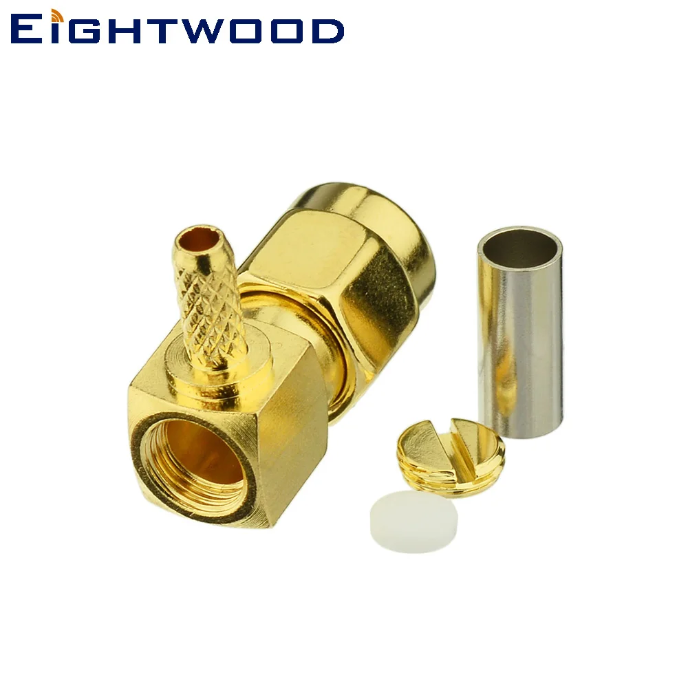 Eightwood 5PCS SMA Plug Male RF Coaxial Connector Adapter Right Angle Crimp LMR-100 RG174 RG316 Coax Cable for Antenna Telecom