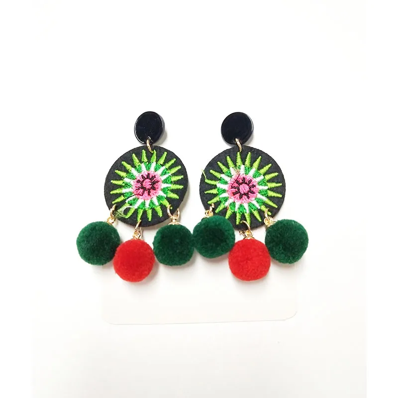 New Fashion Sun Flower Bohemian Ethnic Ball Earrings for Women Hanging  Drop Earrings Jewelry