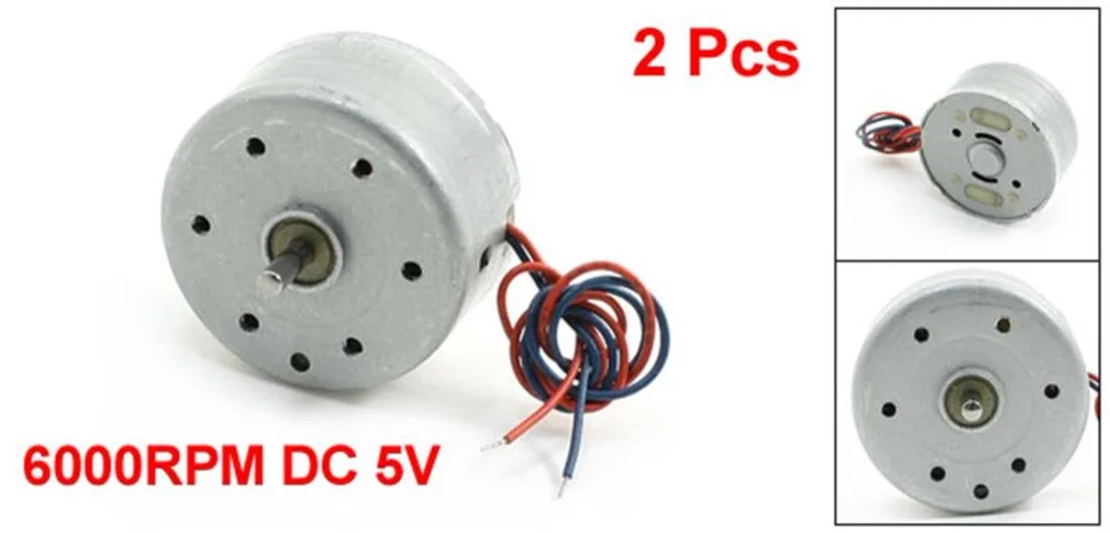 Prohex 2 Pcs DC 5 V Motor RC300-FT-08800 6000 Rpm Motor Mikro untuk Cd Dvd Player 24*12 Mm DH