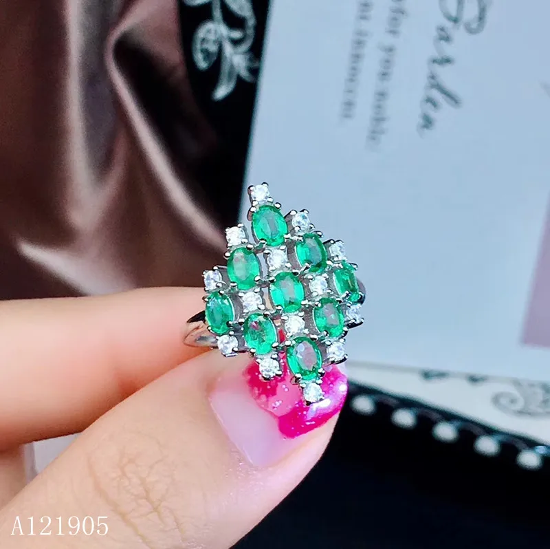 

KJJEAXCMY boutique jewelry 925 sterling silver inlaid natural emerald green emerald female luxury ring support detection