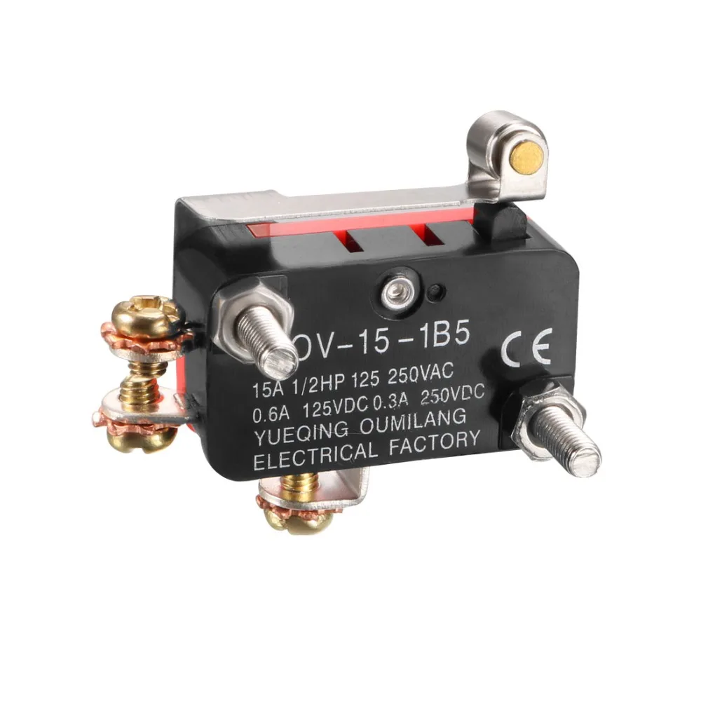 UXCELL 10PCS 15A 125/250V AC SPDT Switches NO+NC Snap Button Hinge Roller Lever Type Micro Limit Switch with Screw Terminals